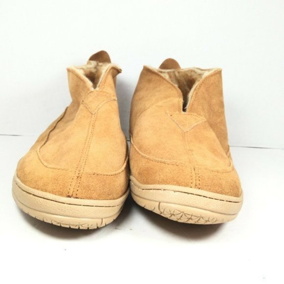 Guide Gear Men's Leather Bootie Slippers Faux Fur Lined Size 8 Brown - Picture 2 of 9